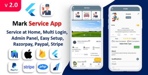 Mark Service App | Service At Home | Multi Payment Gateways Integrated | Complete Solution