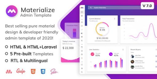 Materialize - HTML & Laravel Material Design Admin Template