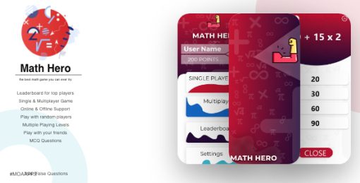 MathHero (Multiplayer online & offline math quiz game)