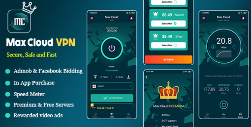 Max Cloud VPN with Speed Meter App Source Code