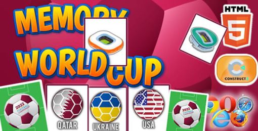 Memory World Cup - HTML5 Game (Construct 3)