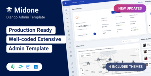 Midone - Django Admin Dashboard Template + HTML Version