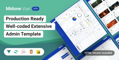 Midone - Vue Admin Dashboard Template + HTML Version + XD Design File