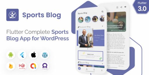 Mighty Sports - Flutter 3.0 blog app for Sports with WordPress backend