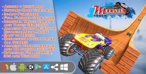 Monster Truck Stunt Game  Unity 3d