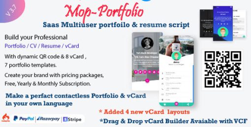 Mop - SaaS Portfolio / Resume /  vCard / Digital Business card