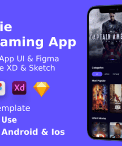 Movie Streaming App ANDROID + IOS + FIGMA + XD + SKETCH | UI Kit | Flutter