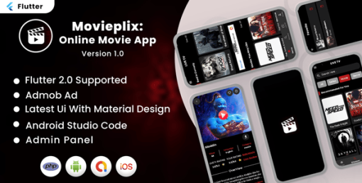 Movieplix - Online Movie & Live TV Full Flutter App | Admin Panel | Admob Ads | 1.0