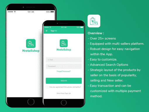 Multi-seller eCommerce MRetailshop iOS Template