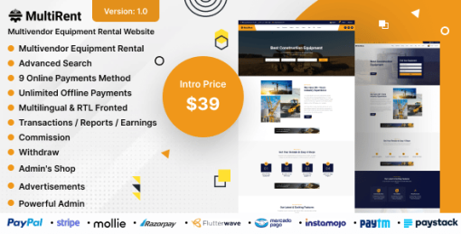 Multirent - Multivendor Equipment Rental Website