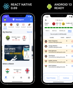 NeoSport, A Fantasy Sports App Template Designed for Android + iOS in React Native CLI.