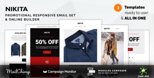 Nikita - Promotional Email Templates Set with Online Builder