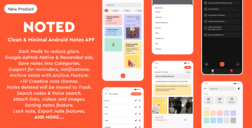 Noted - Full Native Android Notes, Notepad and To-Dos App with Clean & Minimal UI