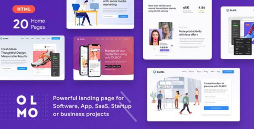 OLMO - Software, App, SaaS & Startup Landing Pages Pack