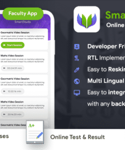 Online Classes & Online Test Android + iOS App Template| 2 Apps Student+Faculty| Flutter| SmartStudy