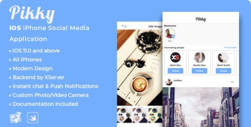 Pikky | iOS iPhone Instagram-like Social Media Application [XServer]