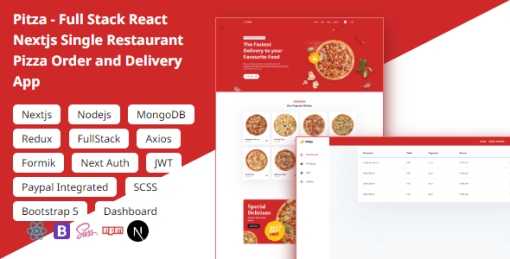 Pitza - Full Stack React Nextjs Single Restaurant Pizza Order And Delivery App