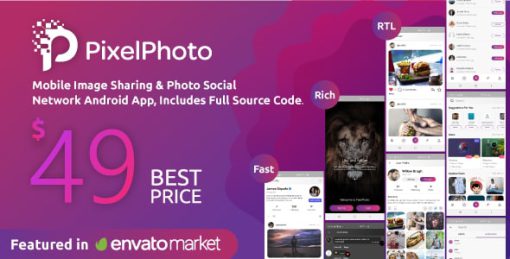 PixelPhoto Android- Mobile Image Sharing & Photo Social Network Application