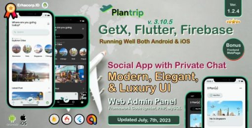 PlanTrip - Social Travel Flutter Full App with Chat | Web Admin Panel | Google Admob