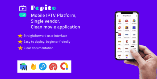 Popito - Mobile IPTV Platform | Single Vendor | Simple movie application