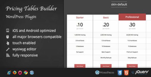 Pricing Tables Builder WordPress Plugin DZS
