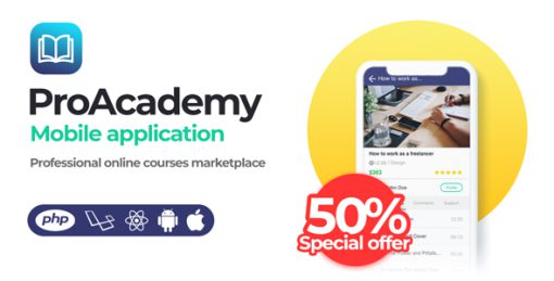 Proacademy mobile app v2.0 - Education & LMS Marketplace (Android + iOS)