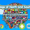 Puzzle - Flags of North and South America, learning game for kids