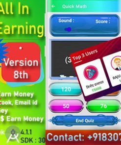 Quick Cash All In One Money Earning Android App + Games + WhatsApp Tools + Earning Quiz Admin Panel