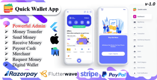 Quick Wallet - Digital Wallet Mobile App with Admin Panel with Multi Payment Gateways