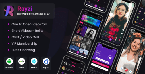 Rayzi : Live streaming, Random video call, Feed, Short Videos & Dating video call app Template