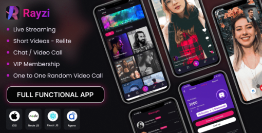 Rayzi Social Media iOS app : Live streaming, Random video call, Post, Short Videos with admin panel