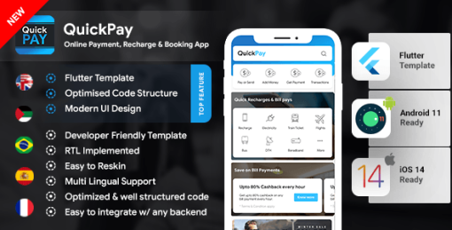 Recharge Ticket Booking & Bill |Online Payment Android + Online Payment iOS App Template | Flutter 2