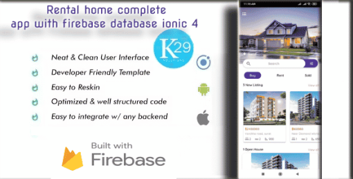 Rental home complete app with firebase database ionic 4