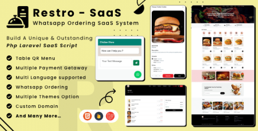 Restro SaaS - Multi Restaurant Online WhatsApp Food Ordering  System SaaS