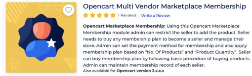 Opencart Multi Vendor Marketplace Membership