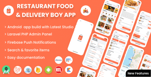 Single restaurant Android food ordering app with Delivery Boy and Admin Panel