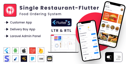 Single Restaurant - Flutter mobile apps with Laravel admin panel