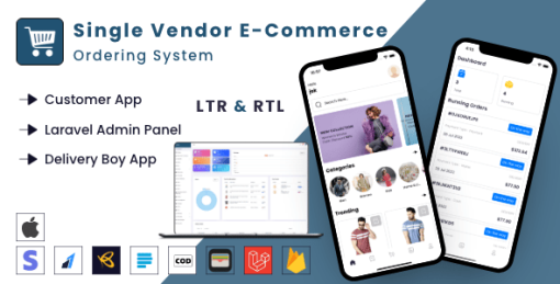 Single vendor eCommerce iOS User & Delivery Boy Apps With Backend Admin Panel