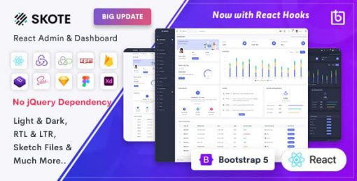 Skote - React Admin & Dashboard Template + Sketch