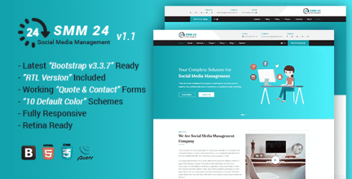 SMM24 | Multipurpose Social Media Management and Marketing HTML Template