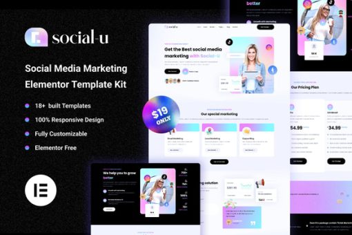 SocialU - Social Media Marketing Agency Elementor Template Kit