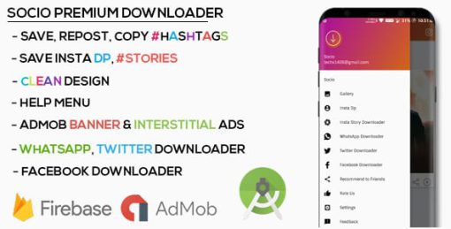 Socio - Premium Social Downloader with Admob