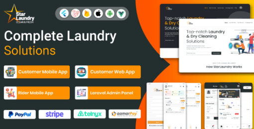 Star Laundry - Complete Laundry Solution  Mobile App | Website | Rider App | Admin Panel