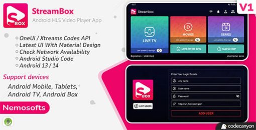 StreamBox - IPTV Player (Android Mobile, Tablets, TV, BOX)