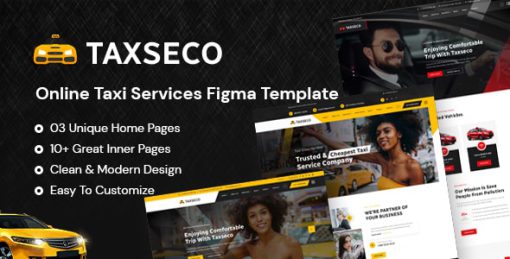 Taxseco - Online Taxi Service Figma Template