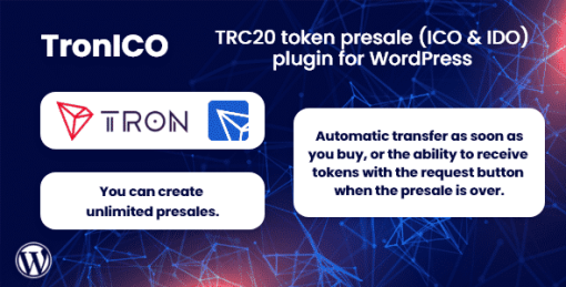 TronICO - TRC20 token presale (ICO & IDO) plugin for WordPress