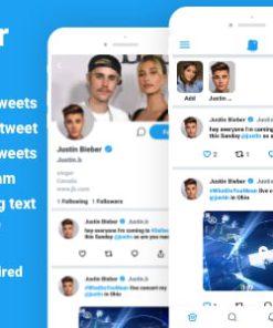Tweetster - Twitter clone social network app Follow Chat Tweet Live android studio + firebase +admob