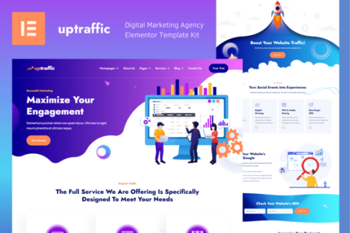 Uptraffic - Digital Marketing Agency Elementor Template Kit