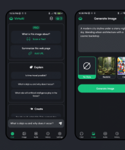 VirtuAI ChatGPT GPT-4, Dall-E-3 AI Art Image, AI Voice Text to Speech Mobile Kotlin Android App