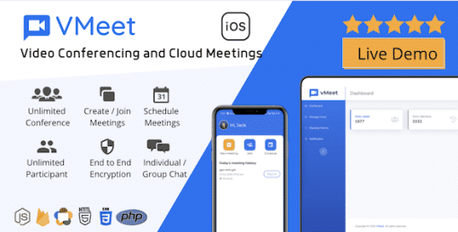 Vmeet - Video Conferencing & Meeting App (iOS + Admin Panel)